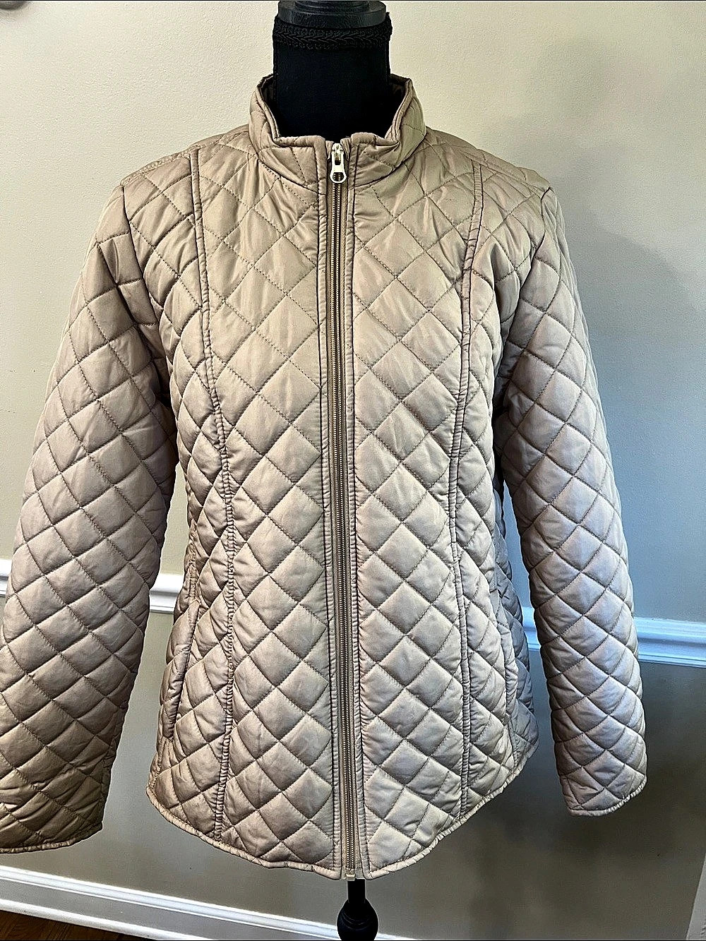 Kim Rogers Quilted Jacket in Beige Medium Like New